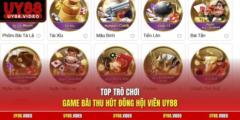 Top trò chơi game bài thu hút đông hội viên UY88